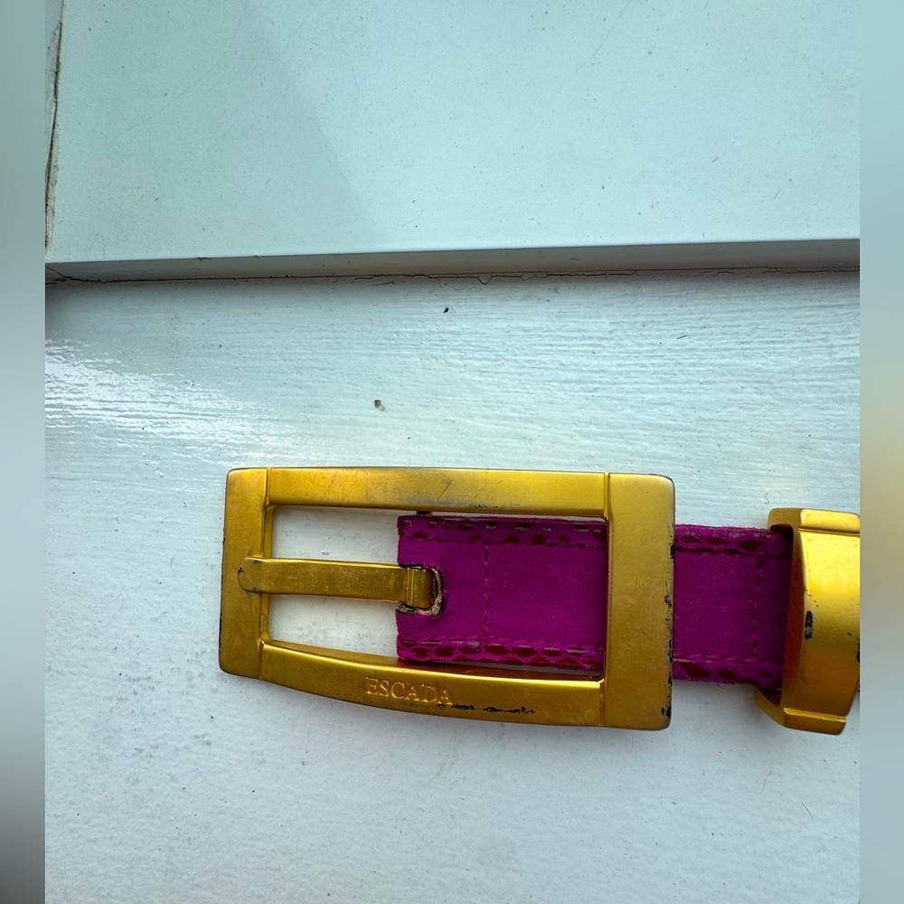 Escada Pink Belt with Gold Buckle